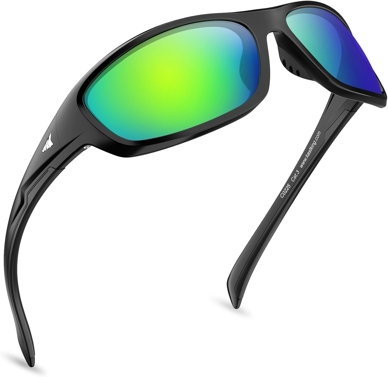 

Поляризованные спортивные солнцезащитные очки KastKing Hiwassee для мужчин и женщин, солнцезащитные очки-обтекатели для рыбалки, велоспорта и бега, защита от УФ-излучения, Frame: Black / Lens: Chartreuse Mirror