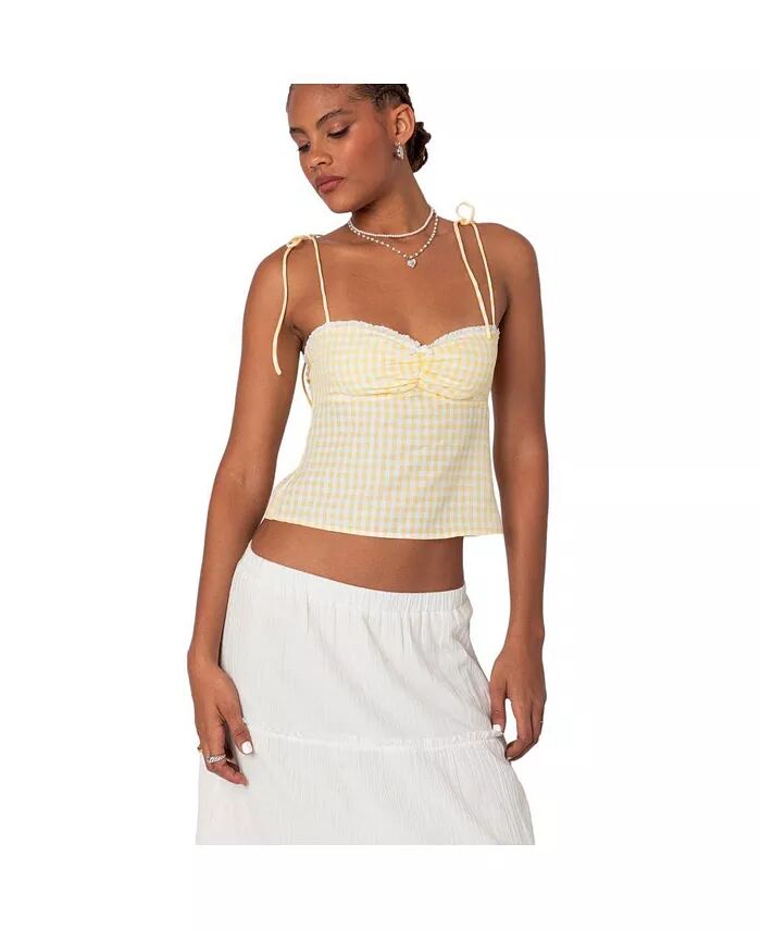 

Женский топ Billie Open Tie Back Gingham Edikted, желтый
