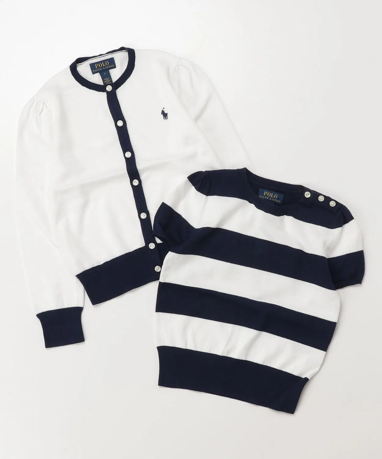 Детский комплект из полосатого свитера и кардигана Ralph Lauren, белый — фото 3