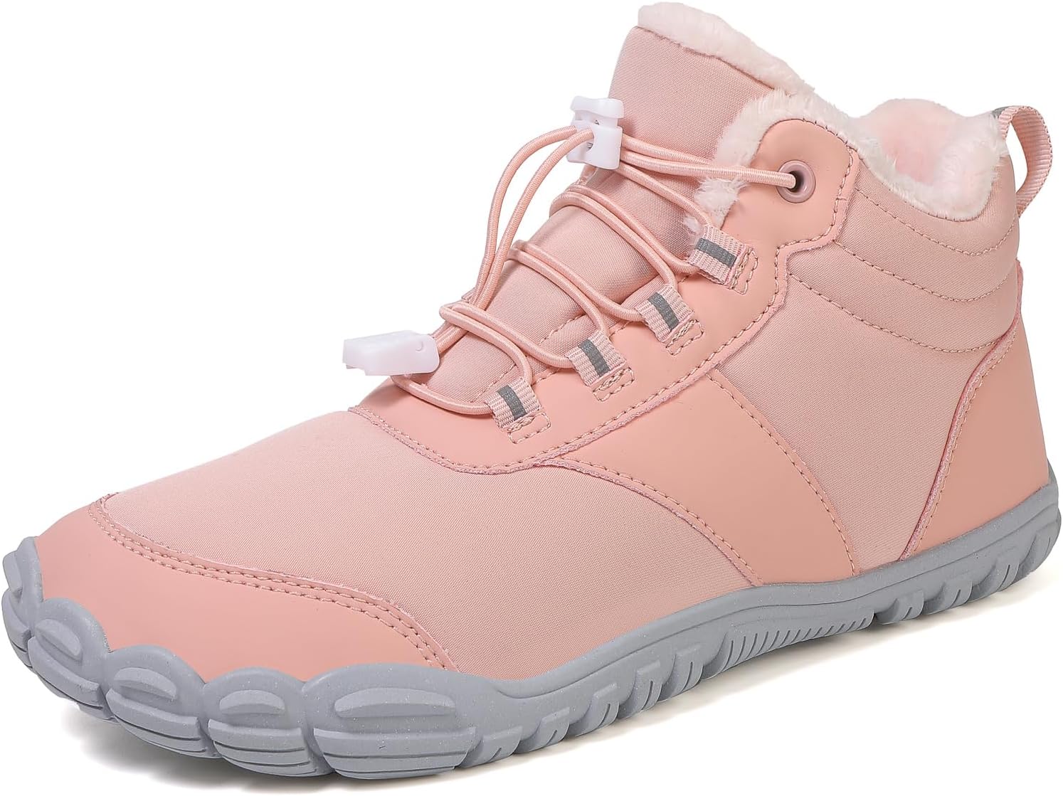 

Зимние походные ботинки для женщин и мужчин, минималистичные, теплые снежные с мехом, с широкой носочной частью, без перепада высоты, ботинки до щиколотки, водонепроницаемые, без застежек, для ходьбы, треккинга и бега Tazeap, розовый