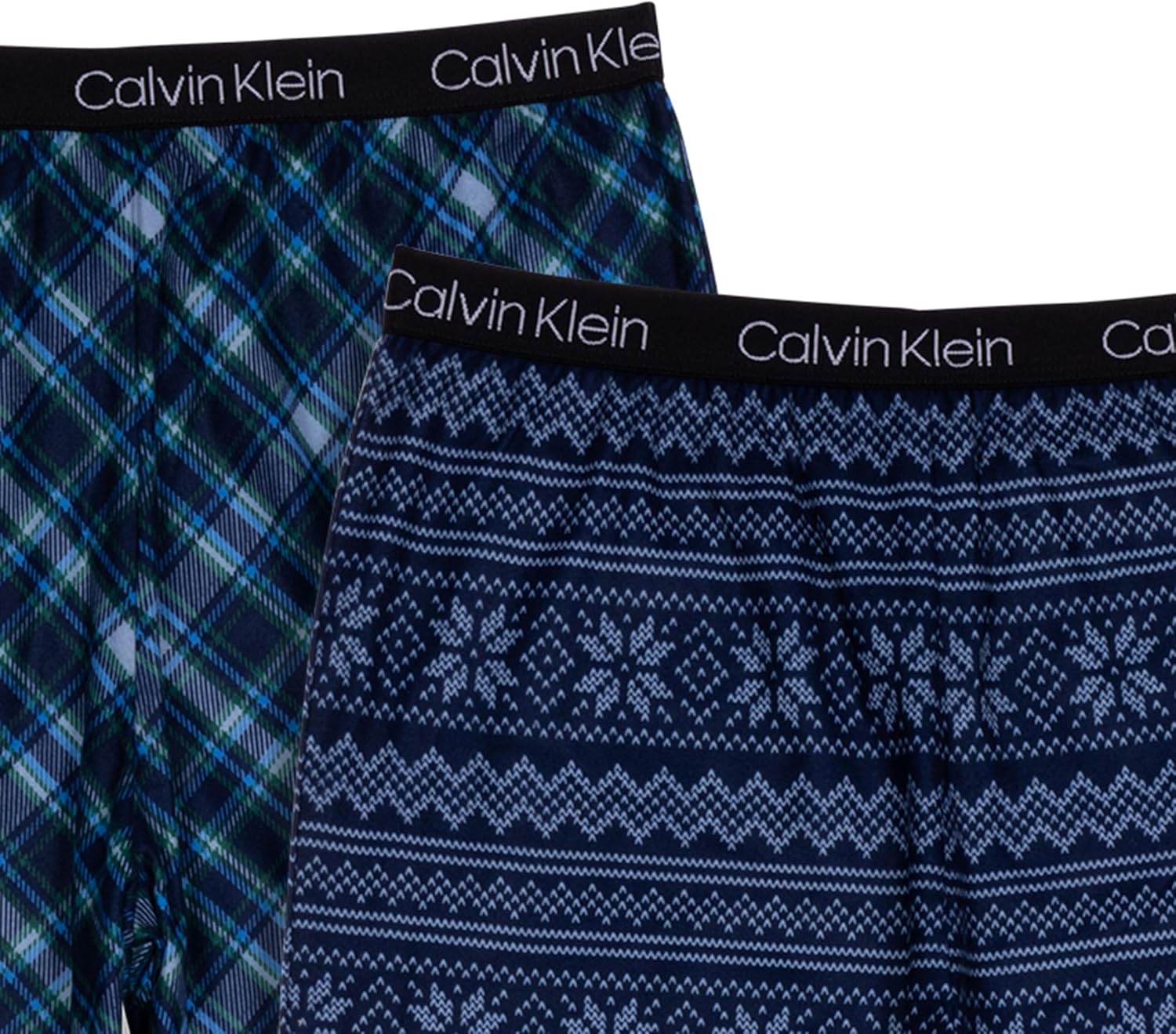 Комплект из 2 пижамных штанов Calvin Klein boys Super Soft Brushed Micro, Blue Fair Isle/Blue Blazer Plaid — фото 3