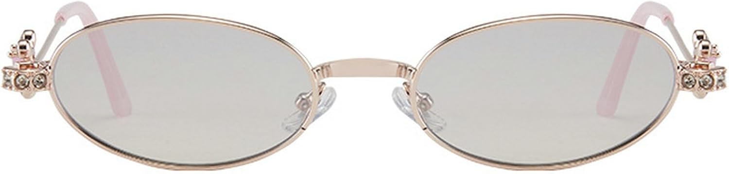 

Роскошные солнцезащитные очки с овальной металлической оправой и бриллиантами для женщин, маленькая оправа, овальные солнцезащитные очки с защитой от УФ-излучения UV400, винтажные очки для активного отдыха mincl, Light Pink Silver