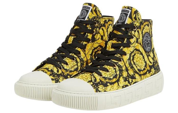 Кеды мужские Versace высокие, желто-черный — фото 2