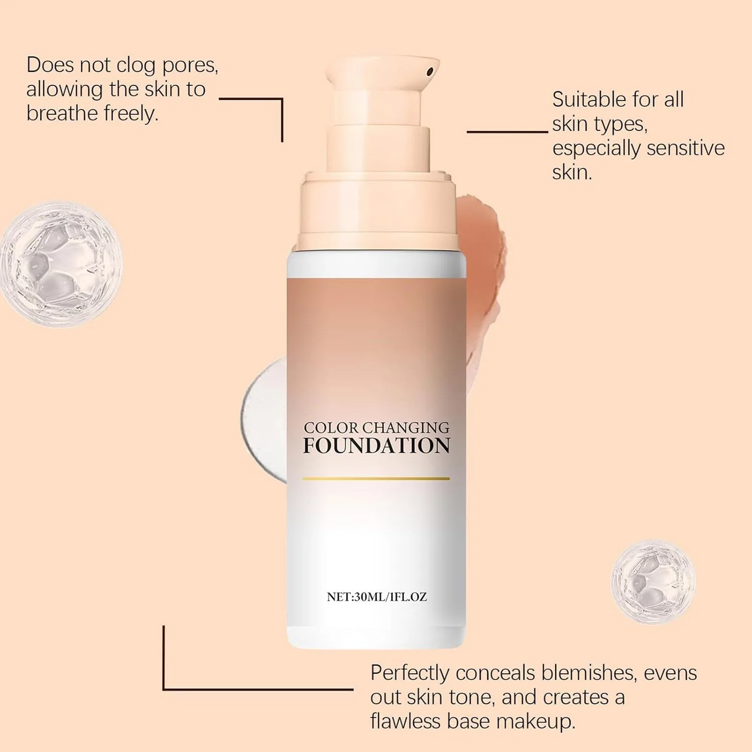 Тональное средство Color Matching Foundation, No Brand, 30 мл, белый — фото 4