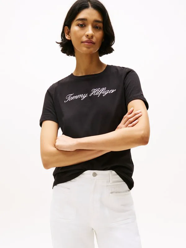 

Футболка с обычным принтом script Tommy Hilfiger, Black, Черный, Футболка с обычным принтом script Tommy Hilfiger, Black