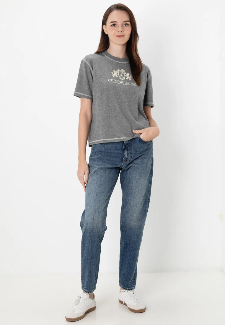 Футболка свободного кроя с круглым вырезом, Tommy Hilfiger, серый — фото 4