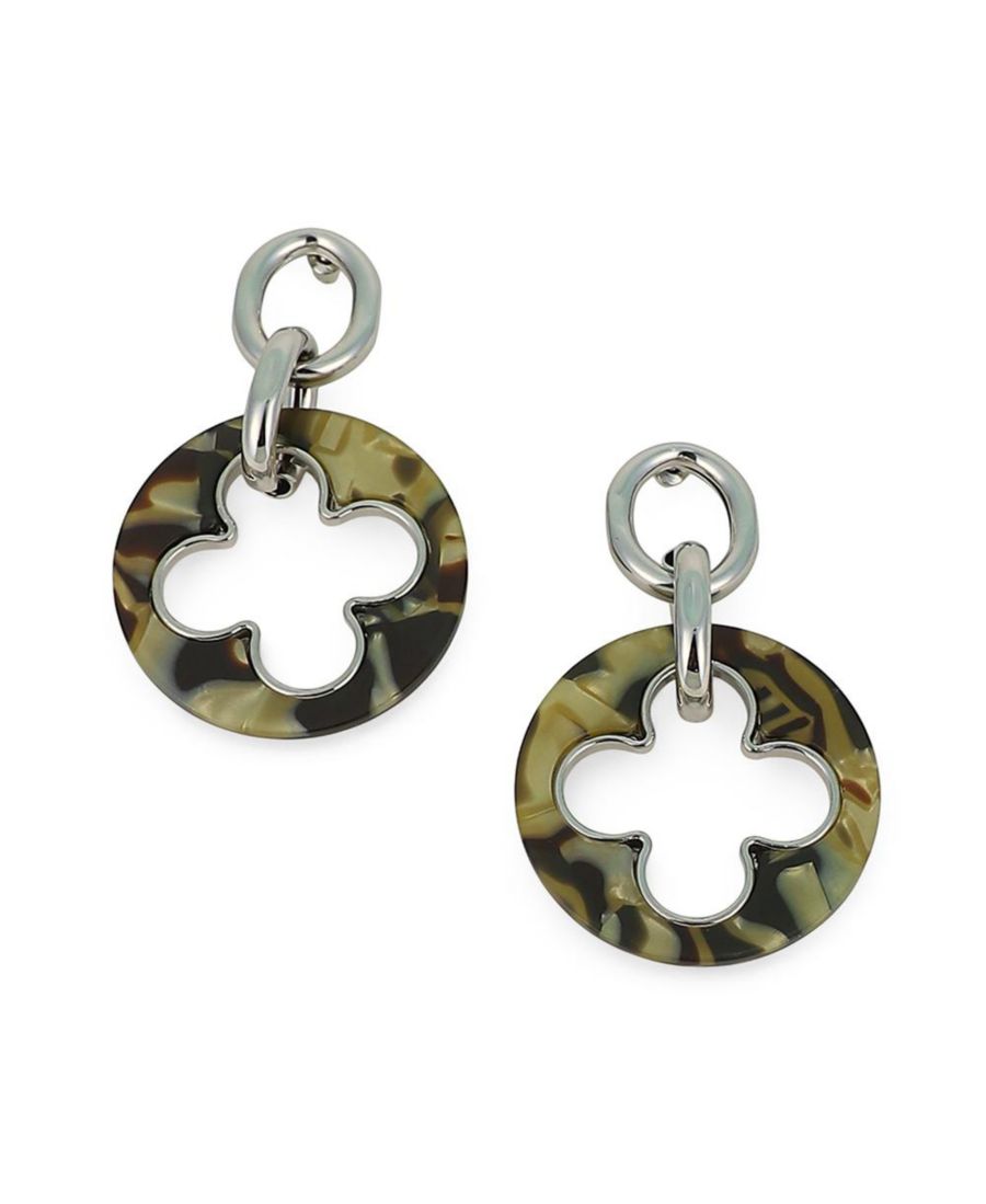 

Женские серьги-подвески Клевер с черепаховым узором - хромированное серебро SOHI, Silver