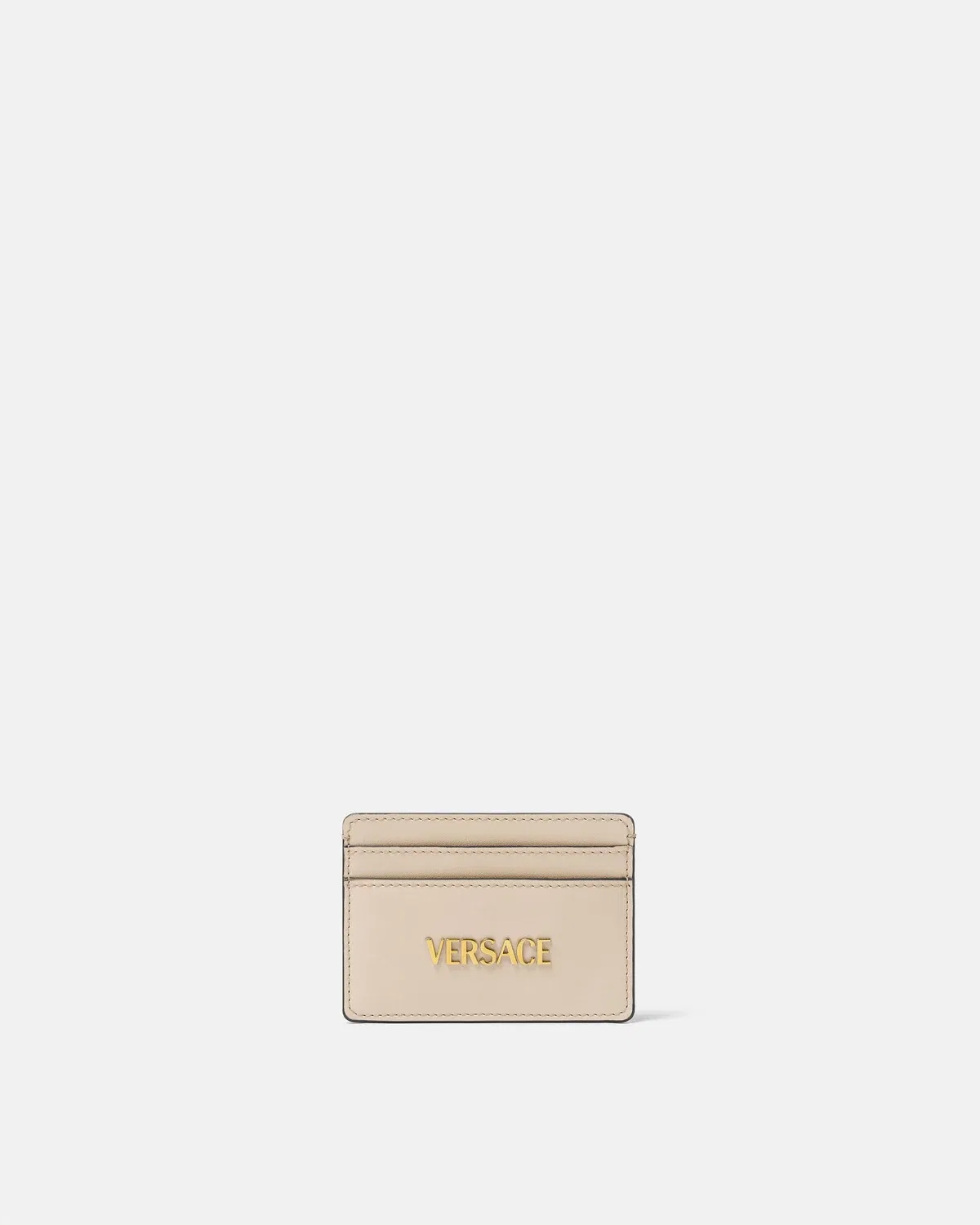 Кожаный держатель для карт с биркой VERSACE, бежевый