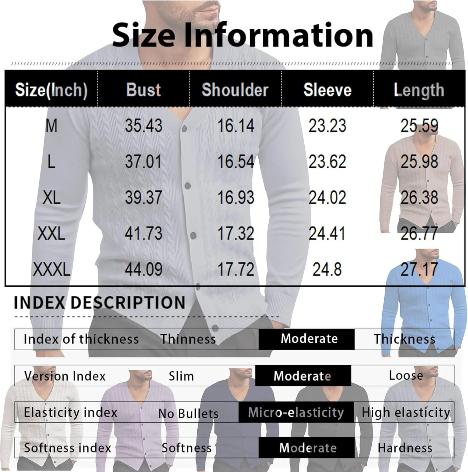 Мужской кардиган Slim Fit с кабельной вязкой — фото 3