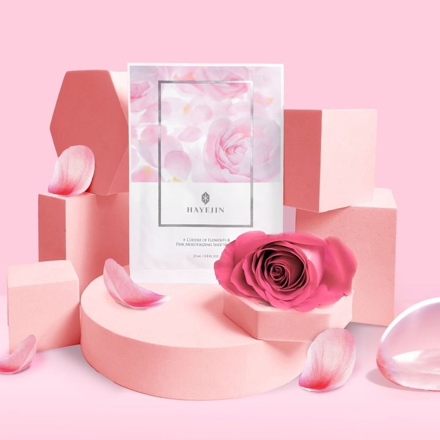 Набор Hayejin — Увлажняющая тканевая маска Cuddle of Flowers Pink, набор, 5 штук — фото 2