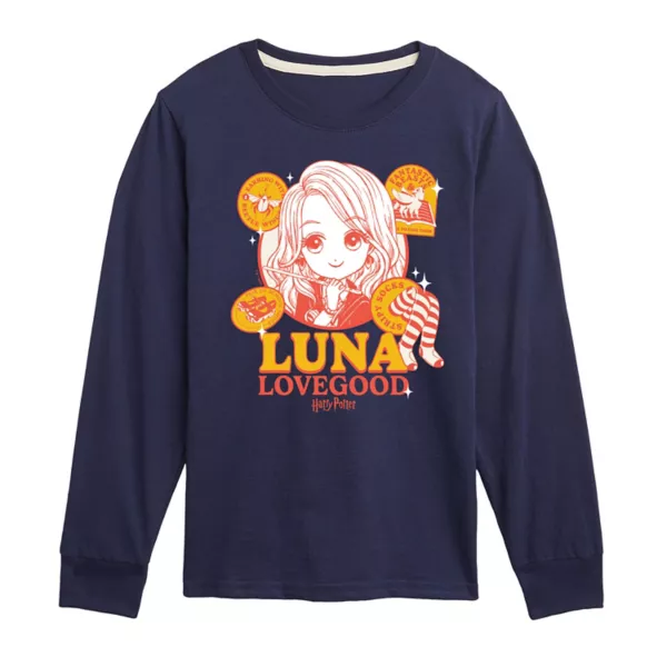 

Футболка с длинным рукавом и принтом Luna Lovegood для мальчиков 8-20 лет Harry Potter, синий