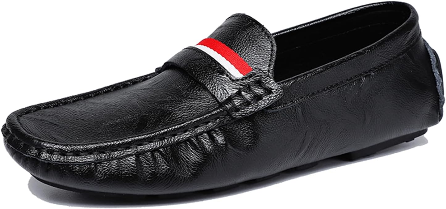 

Мужские мокасины Dacnakby Penny Loafers, лоферы, слипоны с красно-белой полоской, повседневная обувь на плоской подошве, лодочные туфли