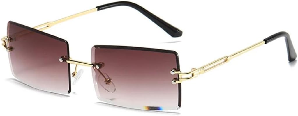 

Солнцезащитные очки с защитой UV400 | Безободковая металлическая оправа в стиле панк | Для женщин и мужчин | Для занятий спортом на открытом воздухе и вождения DSVIGF, Gold-lightcoffee