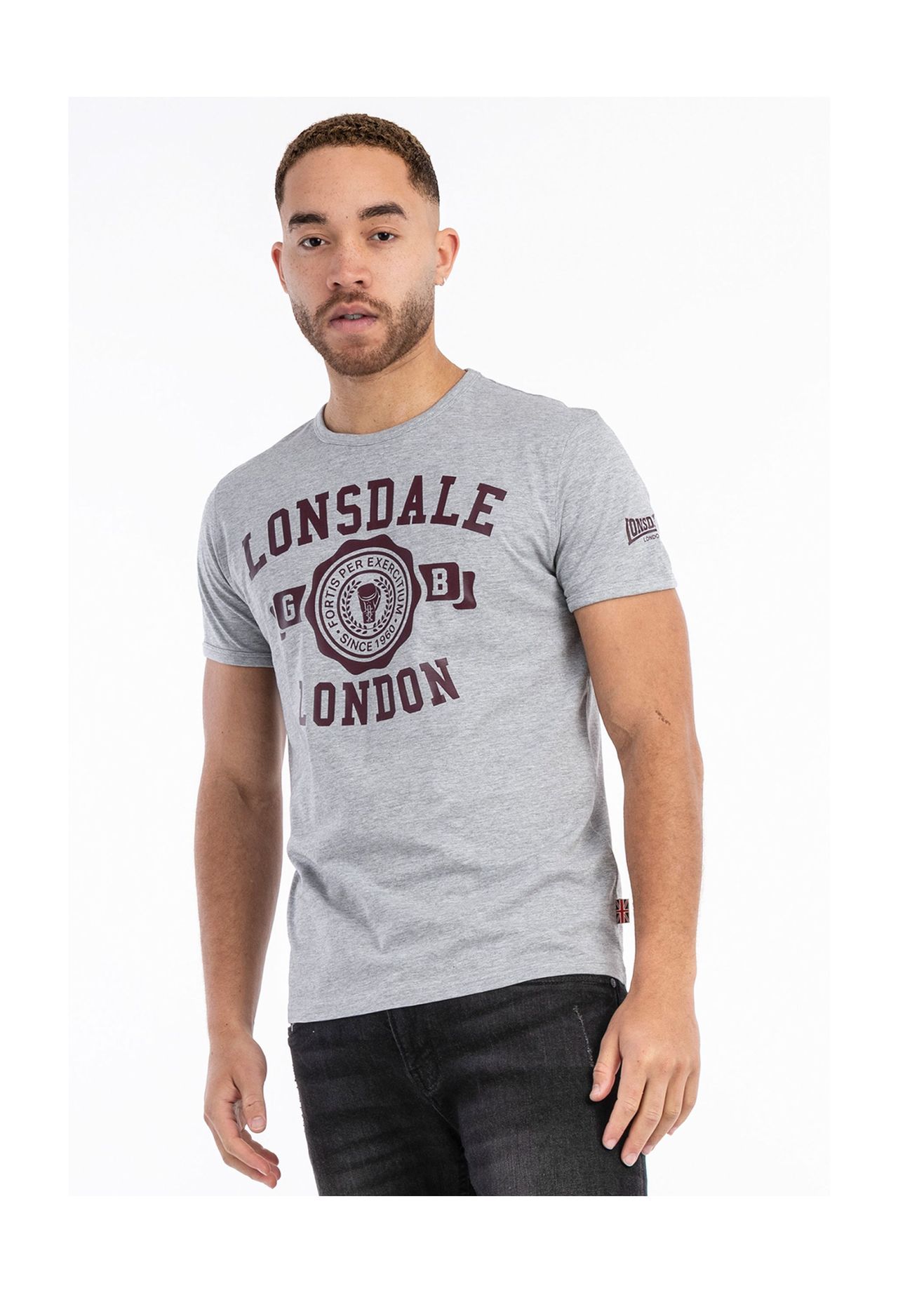 

Мужская футболка обычного кроя MURRISTER LONSDALE, цвет Marl Grey/oxblood