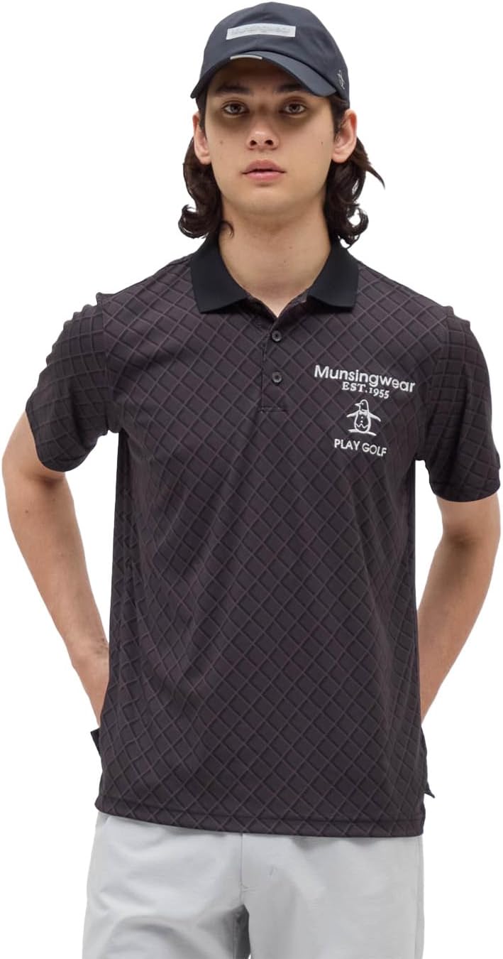 

Мужская рубашка с коротким рукавом Manning Wear MG5FHS52M, узор по всей поверхности, влагоотводящая, быстросохнущая, охлаждающая, с защитой от УФ-излучения, для игры в гольф Munsingwear, черный