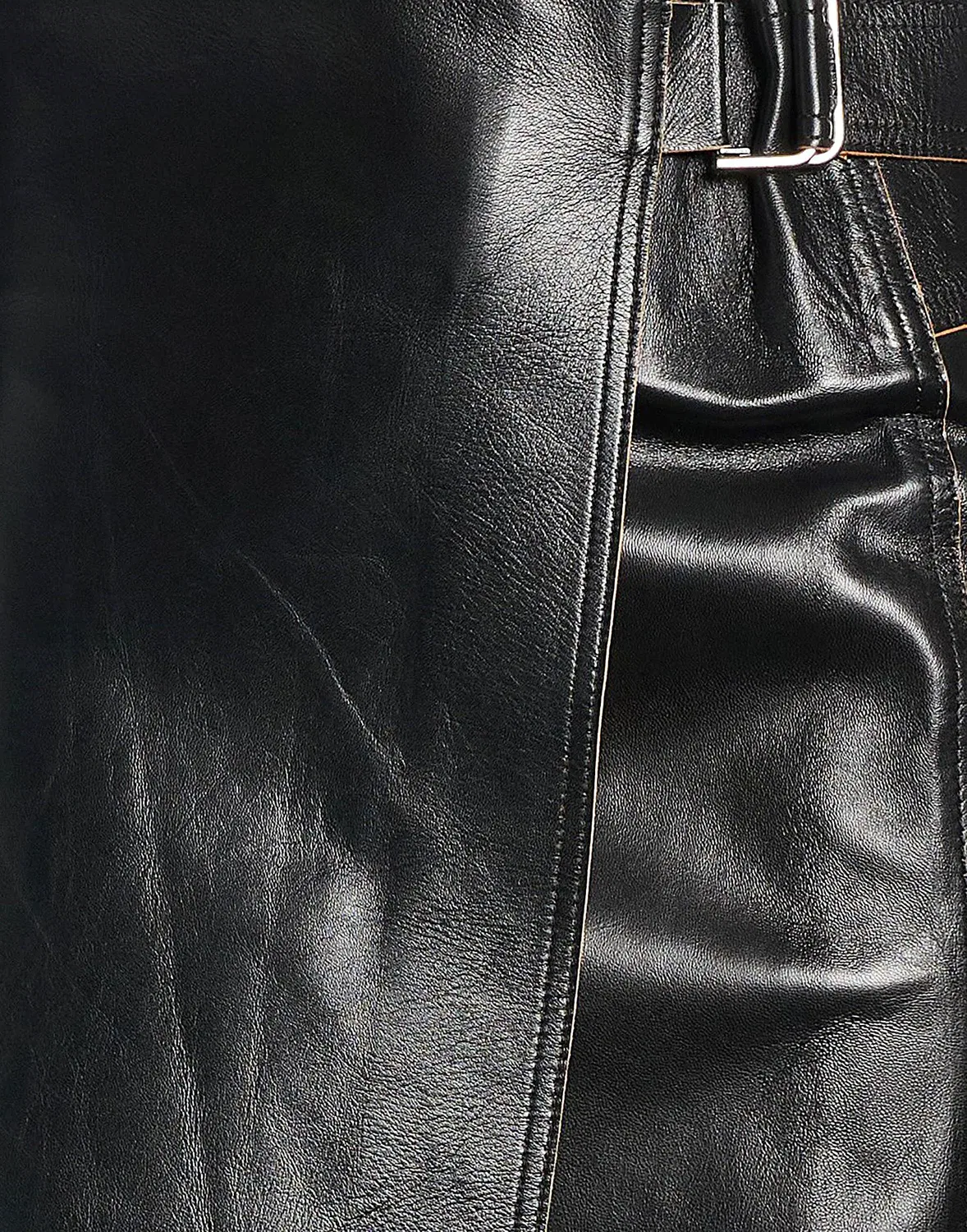 Юбка миди из кожи CALVIN KLEIN черная — фото 4