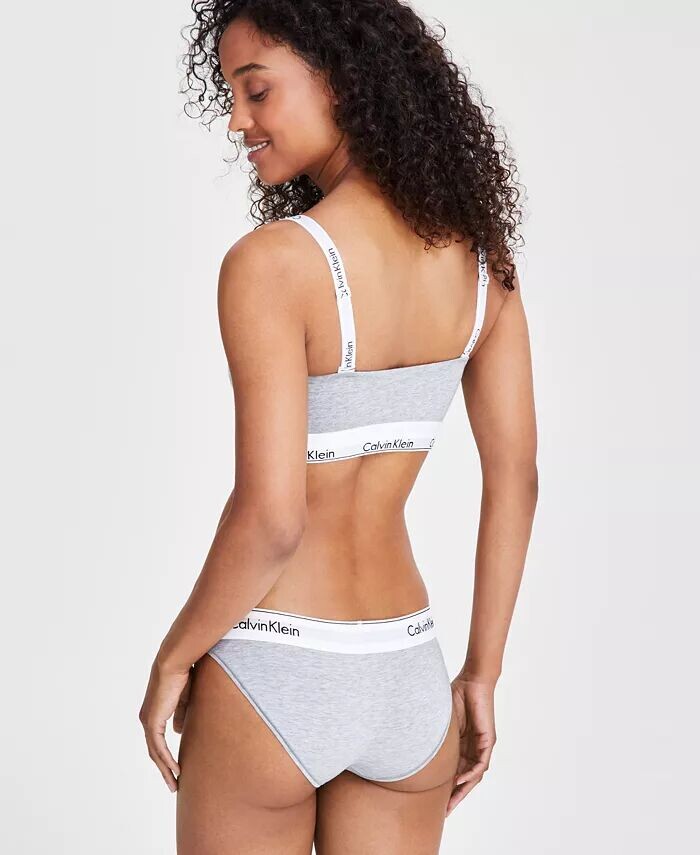Современное хлопковое нижнее белье-бандо и бикини на легкой подкладке Calvin Klein, серый — фото 2
