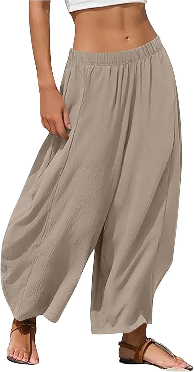 

Брюки-палаццо для женщин Casual весна-лето легкие высокая талия широкие штаны