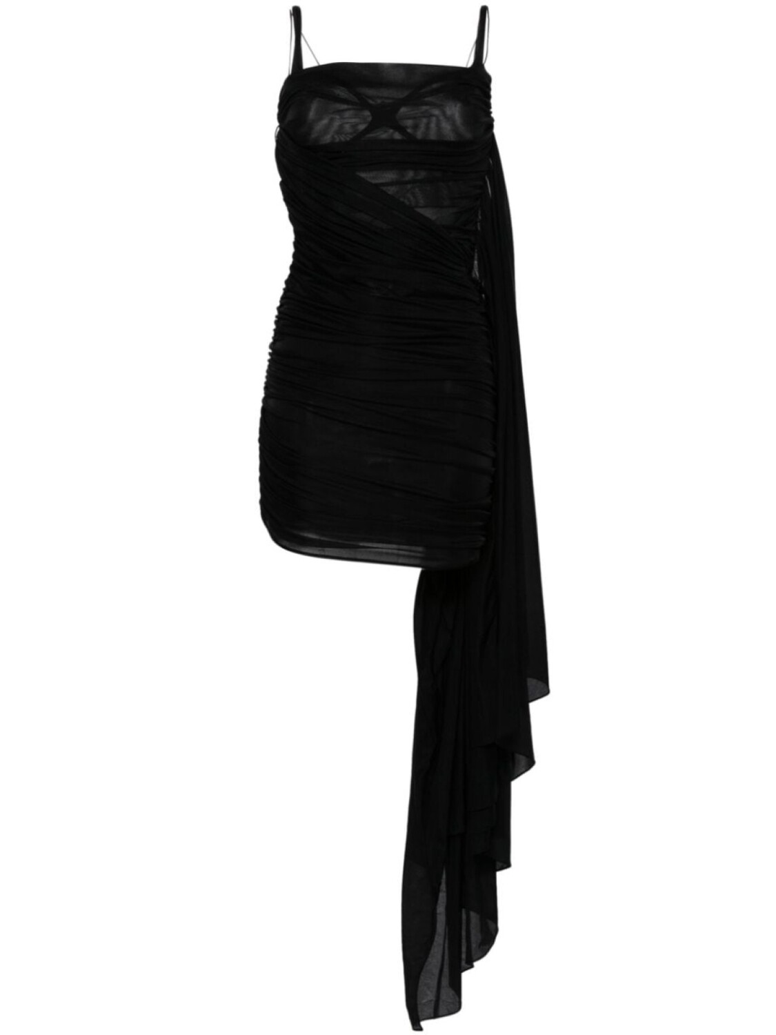 

Mugler драпированное платье мини с открытой спиной, черный