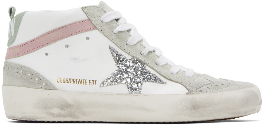 Эксклюзивные бело-серые кроссовки Golden Goose SSENSE Mid Star