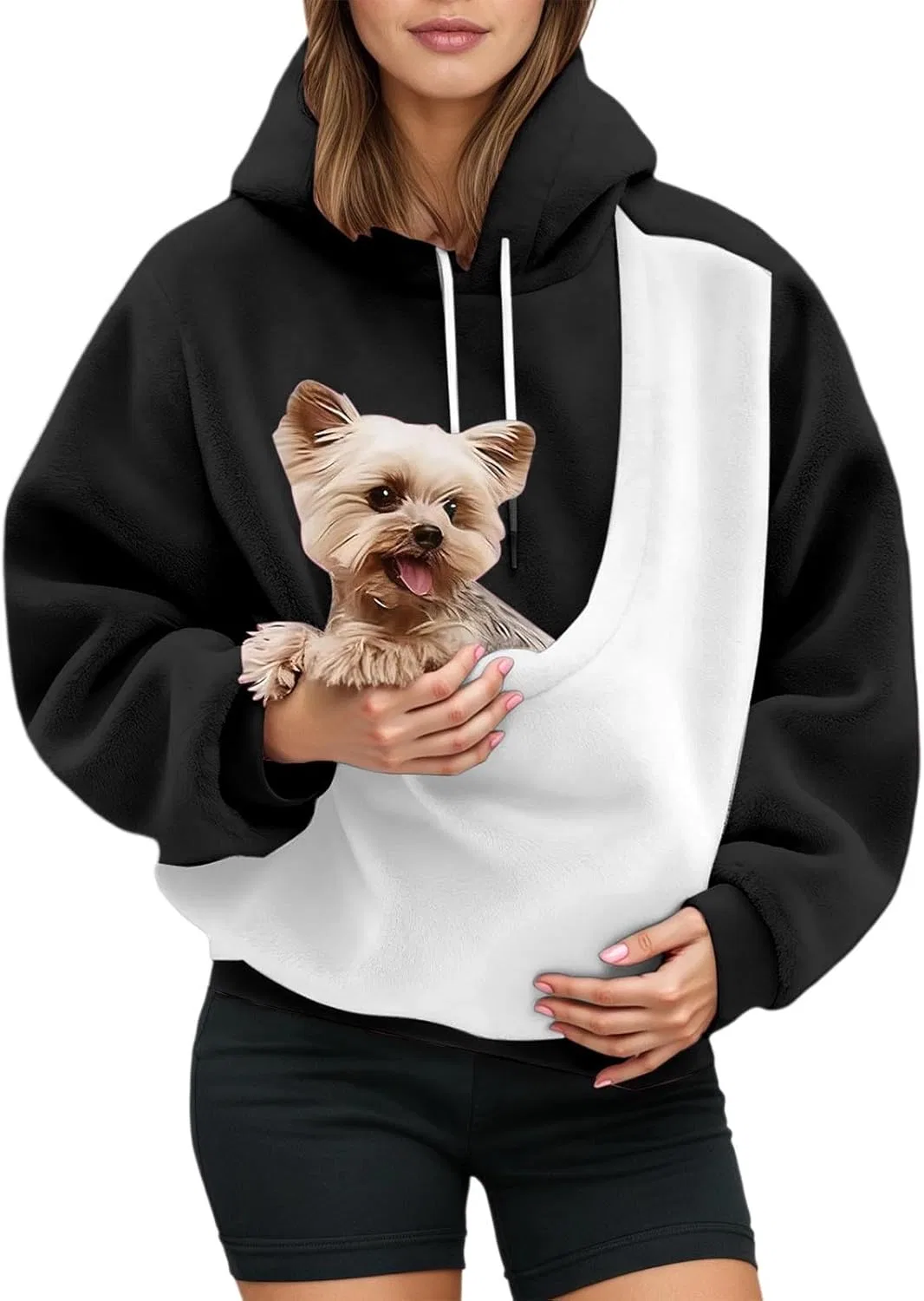 Толстовка с карманом для животных, Cat Pouch Hoodie, C02 Black