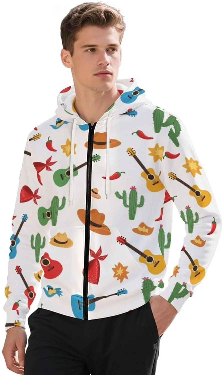 

Мужская толстовка с капюшоном Full Zip Up, полосками с тыквами и листьями, легкая, с карманом GemGam