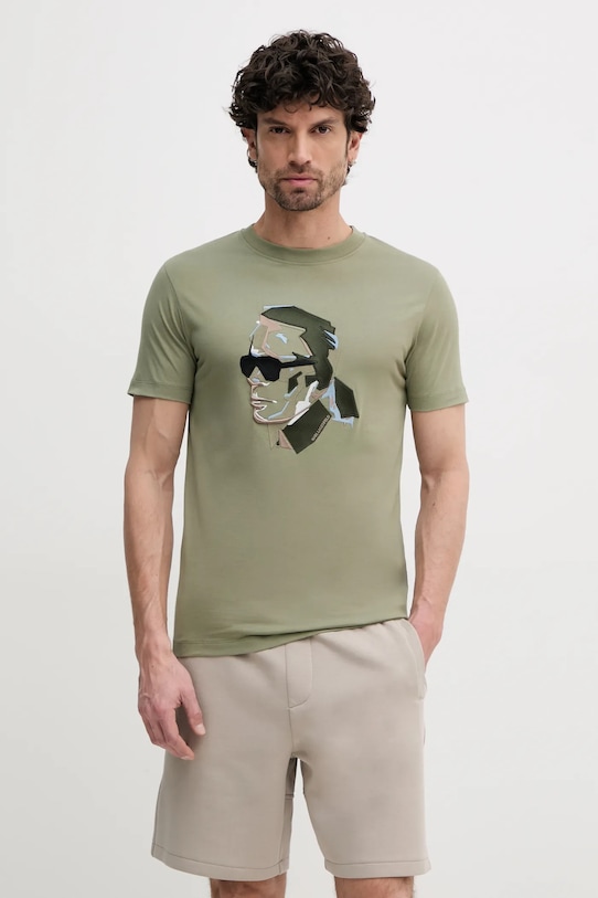 

Хлопковая футболка Karl Lagerfeld, зеленый