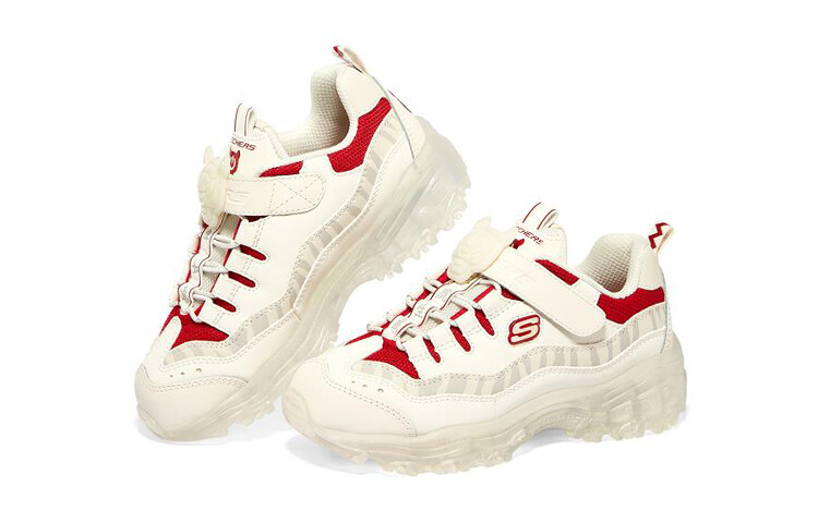 Кроссовки для детей на новый год GS Low-top бежевый/красный Skechers — фото 3