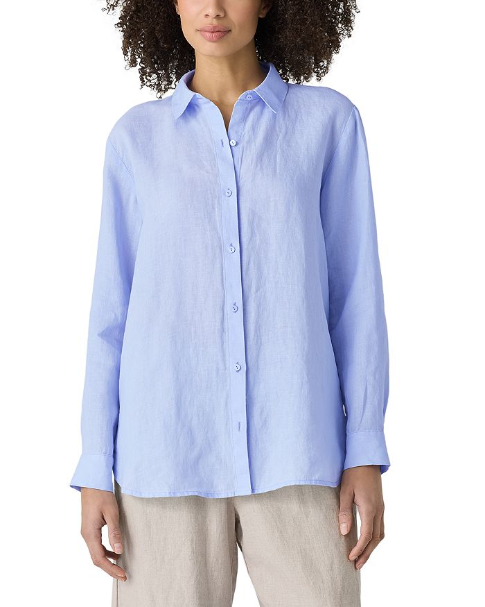 

Классическая рубашка с длинным воротником Eileen Fisher, синий