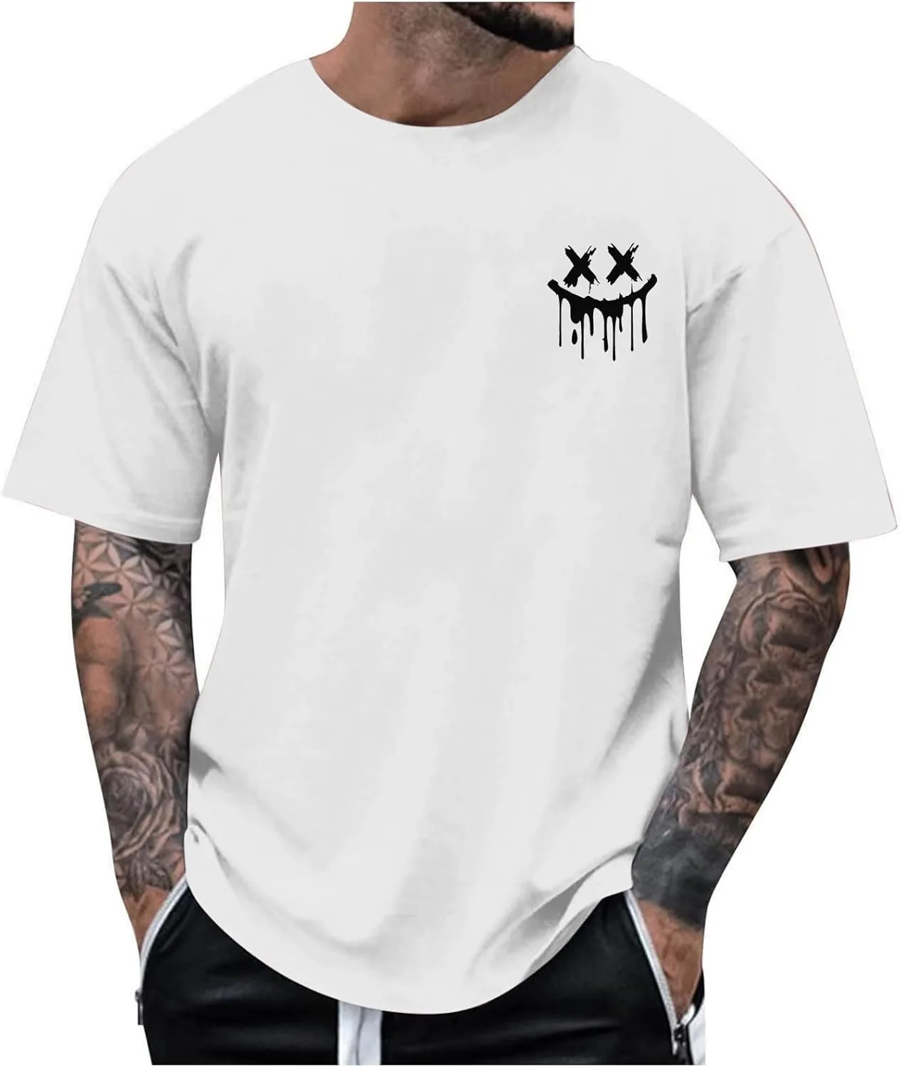 

Мужская футболка Casual с принтом Spooky, короткий рукав, свободный крой