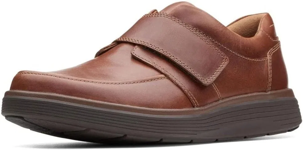 Мужские кожаные туфли Clarks с застежкой на липучке, Dark Tan Lea