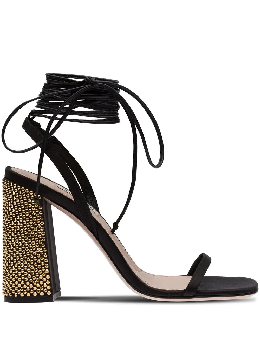 Босоножки с завязками на щиколотке MIU MIU, черный