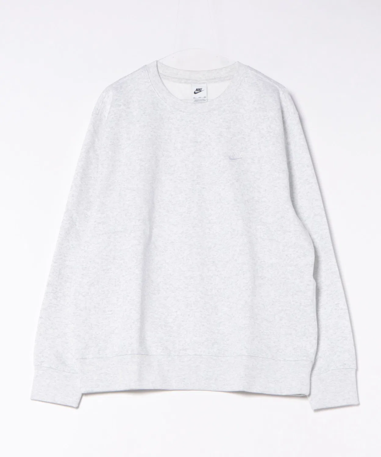 Флисовая кофта Nike Club BB Crew L/S, длинный рукав, хеather grey