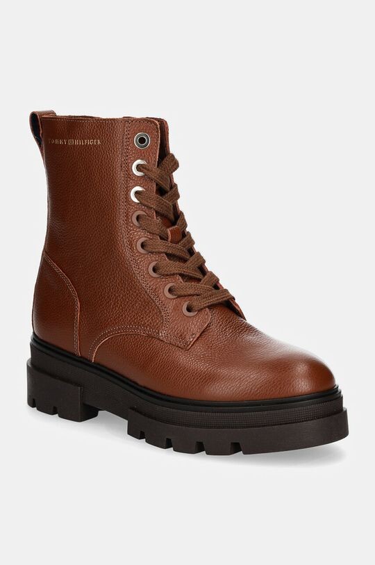 

Кожаные ботильоны BICOLOR LEATHER LACE-UP Tommy Hilfiger, коричневый