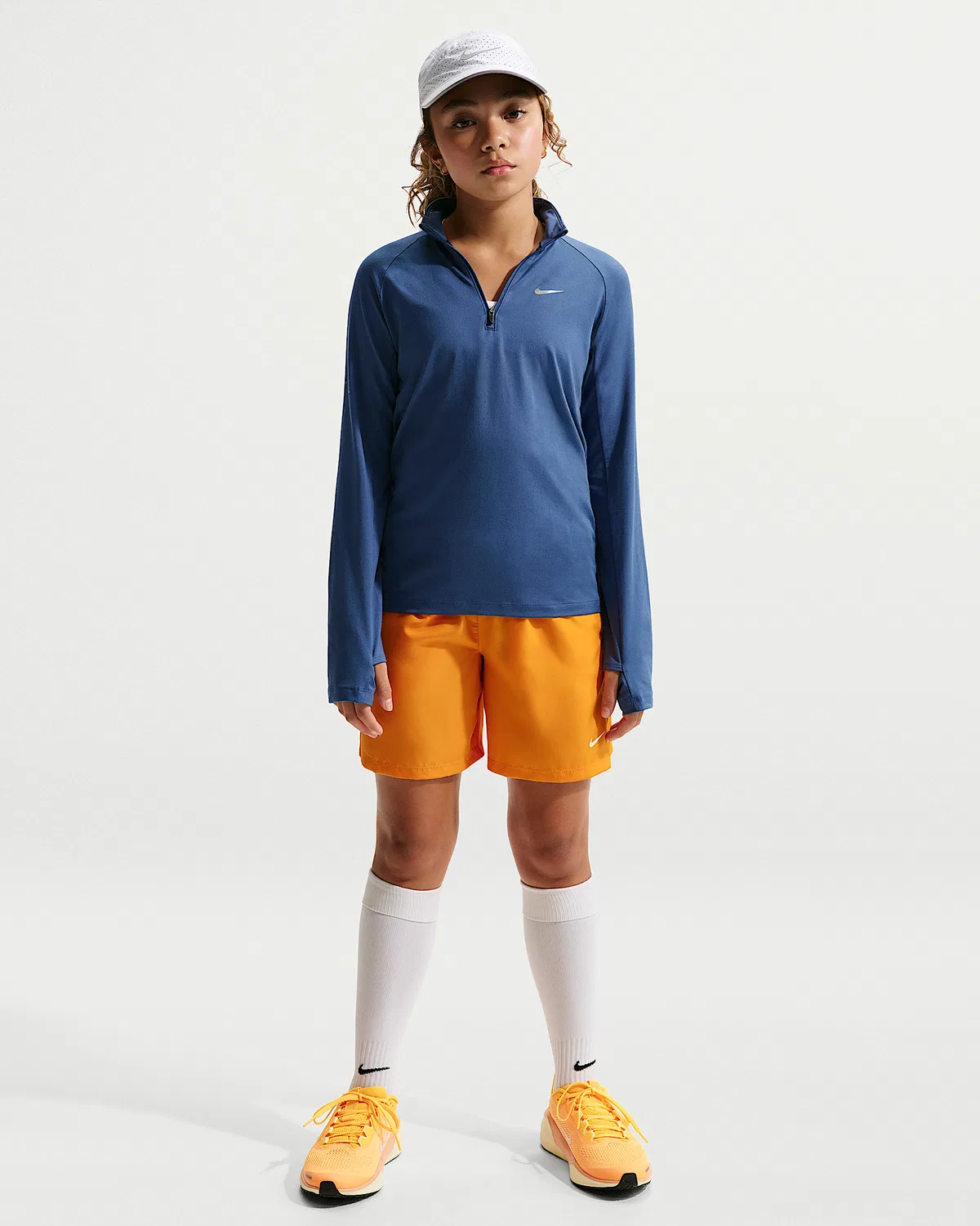 Детская футболка Nike Stride Dri-FIT с половиной молнии, Mystic Navy — фото 4