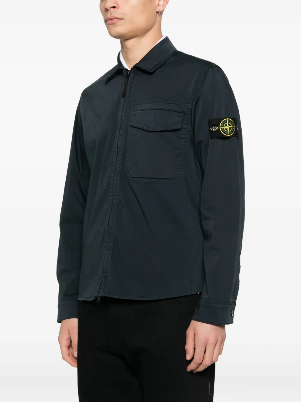 Рубашка-овершот с карманом на молнии Stone Island, синий — фото 3