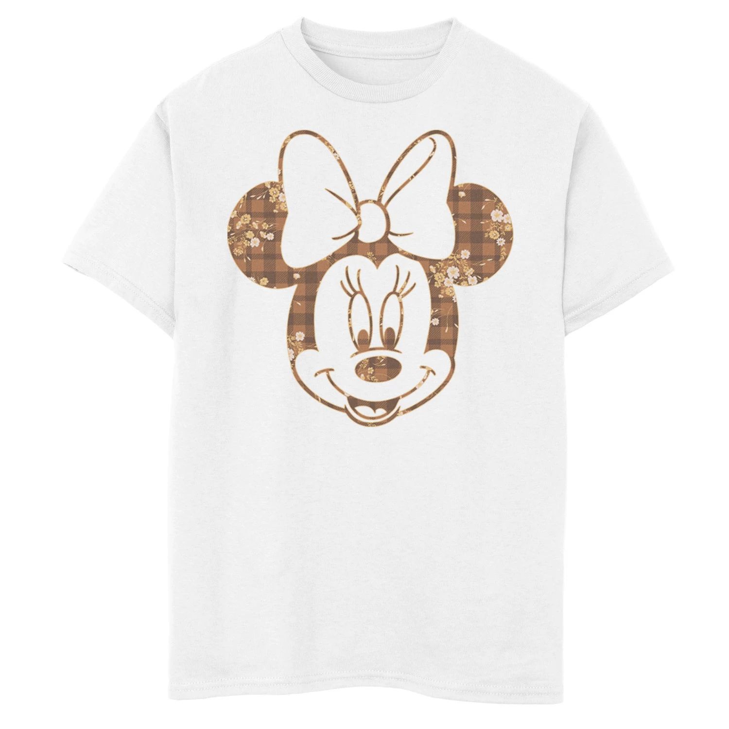 

Футболка Disney's Mickey Mouse & Friends с рисунком в клетку и цветочным рисунком Минни для мальчиков 8–20 лет Disney, белый