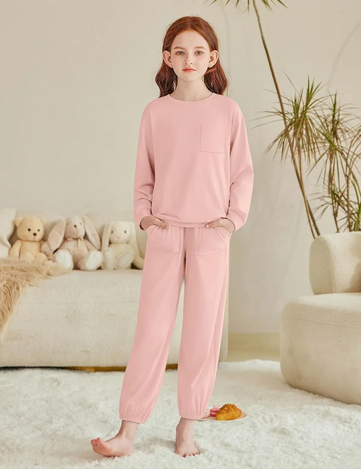 Детский костюм из толстовки и спортивных штанов Arshiner, Light Pink — фото 4