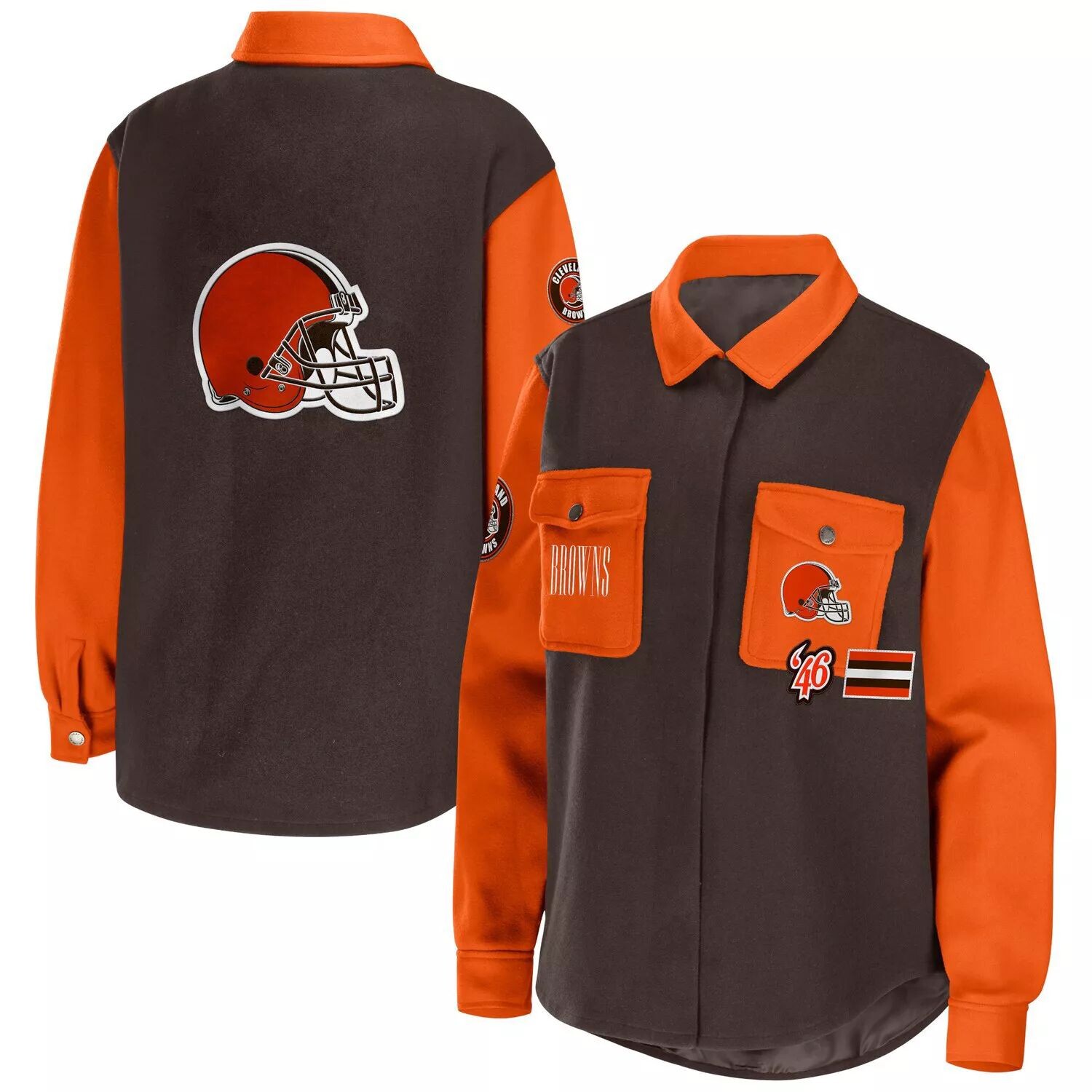 

Женская одежда от Erin Andrews Brown Куртка-рубашка на пуговицах Cleveland Browns, Коричневый, Женская одежда от Erin Andrews Brown Куртка-рубашка на пуговицах Cleveland Browns