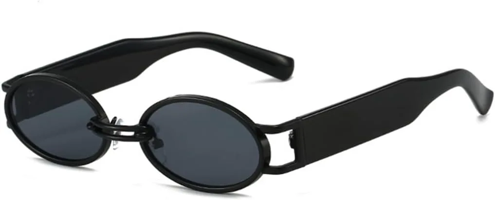 

Женские овальные солнцезащитные очки в винтажном стиле, маленькие, металлические, модные, в стиле стимпанк, с защитой от УФ-излучения UV400 TOIPASTN, Black Gray