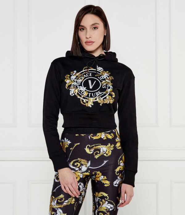 

Толстовка женская Versace Jeans Couture укороченная с рисунком, черный
