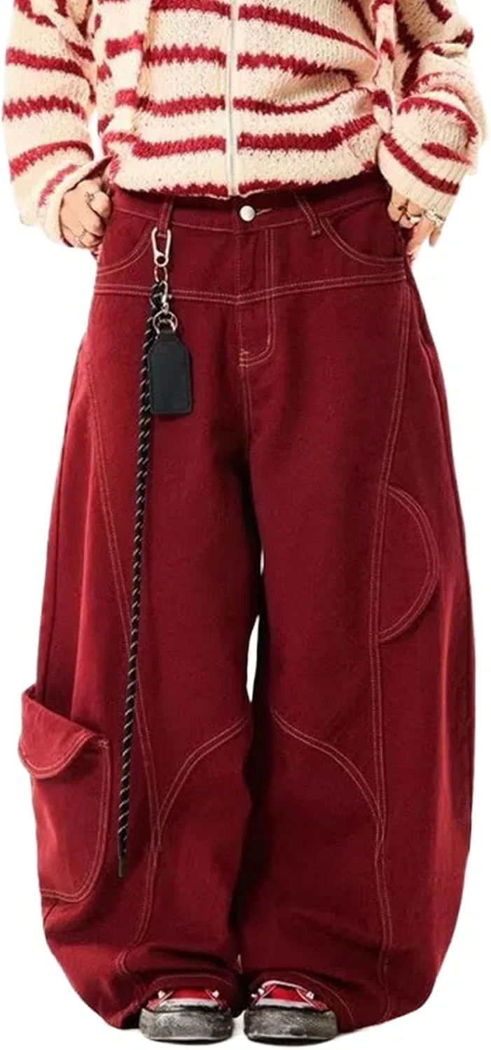 Джинсы barrel burgundy