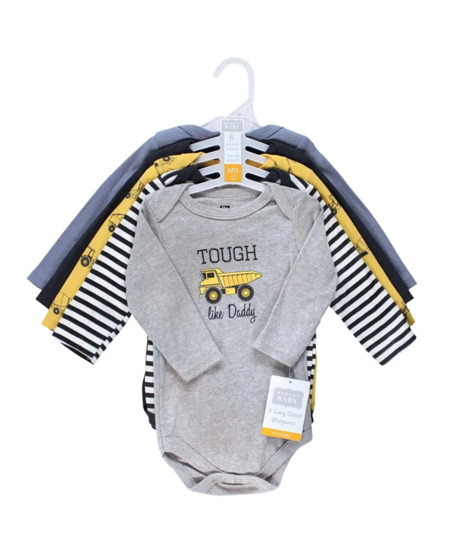 Комплект из 5 мягких хлопковых боди с длинными рукавами Hudson Baby, Construction — фото 2