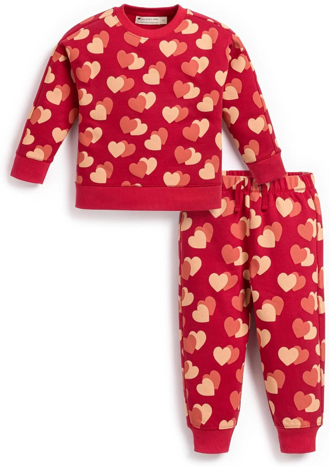 Детский спортивный костюм Organic Sporty Sweatsuit, monica + andy, набор, Flutter Hearts