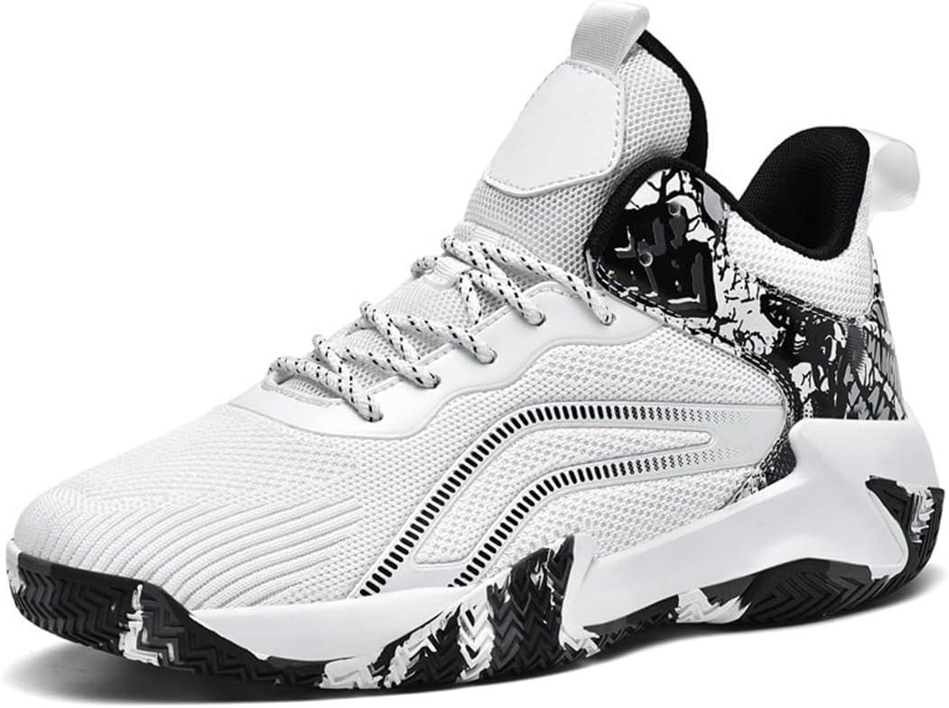 

Мужские баскетбольные кроссовки UKUBOXBAG, нескользящие, большого размера, для баскетбола и фитнеса, легкие для бега и ходьбы, белый