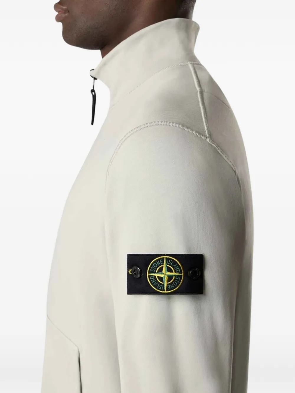 Свитшот с молнией и воротником-стойкой Stone Island, бежевый — фото 3