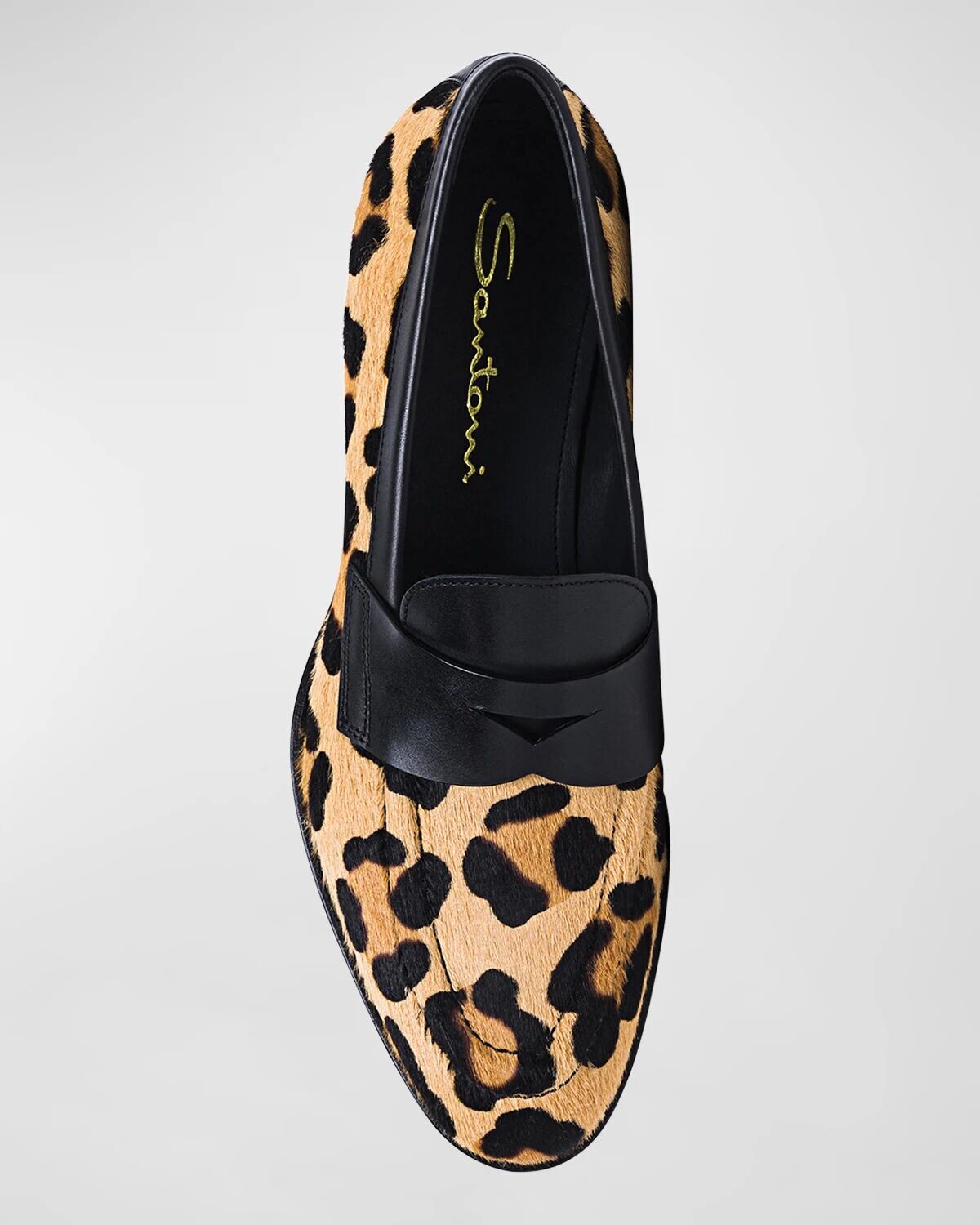 Кожаные лоферы Facile с леопардовым принтом Santoni, цвет Tan — фото 4