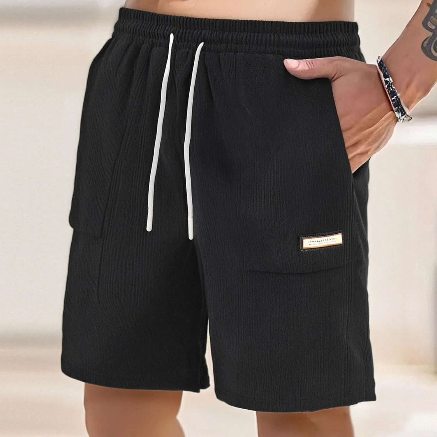 Шорты Active Corduroy Elastic Waist Drawstring Black — фото 2