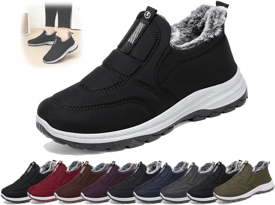 

Женские и мужские зимние ботинки, зимние походные слипоны, удобные теплые ботильоны на меху, легкие водонепроницаемые ботинки Generic, черный