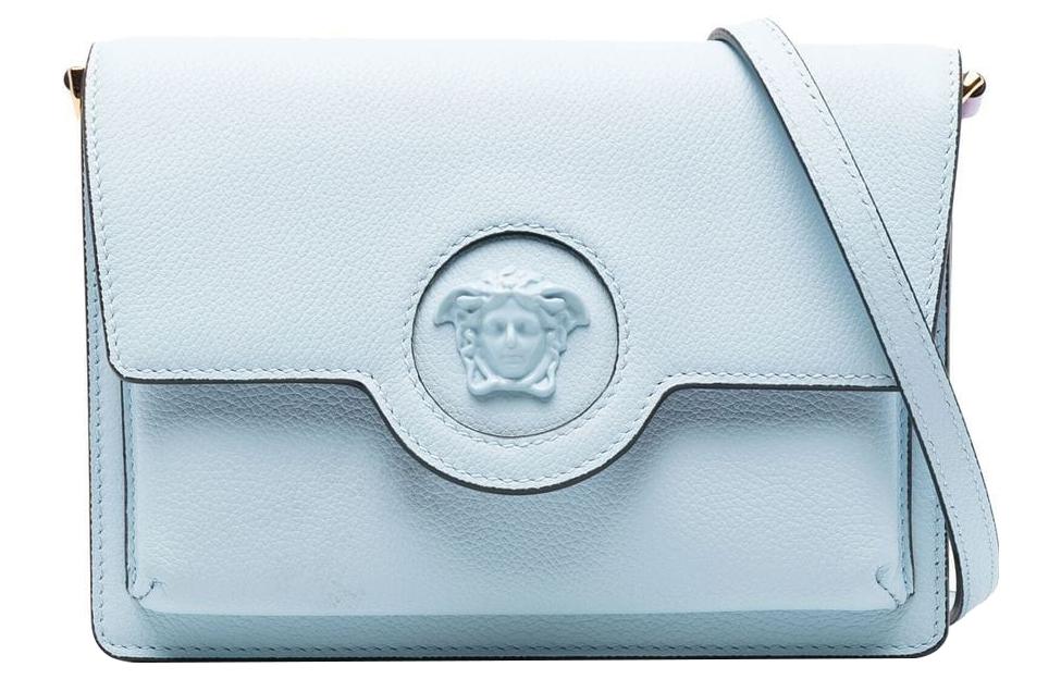 

VERSACE Кожаная сумка через плечо женская ледяной голубой